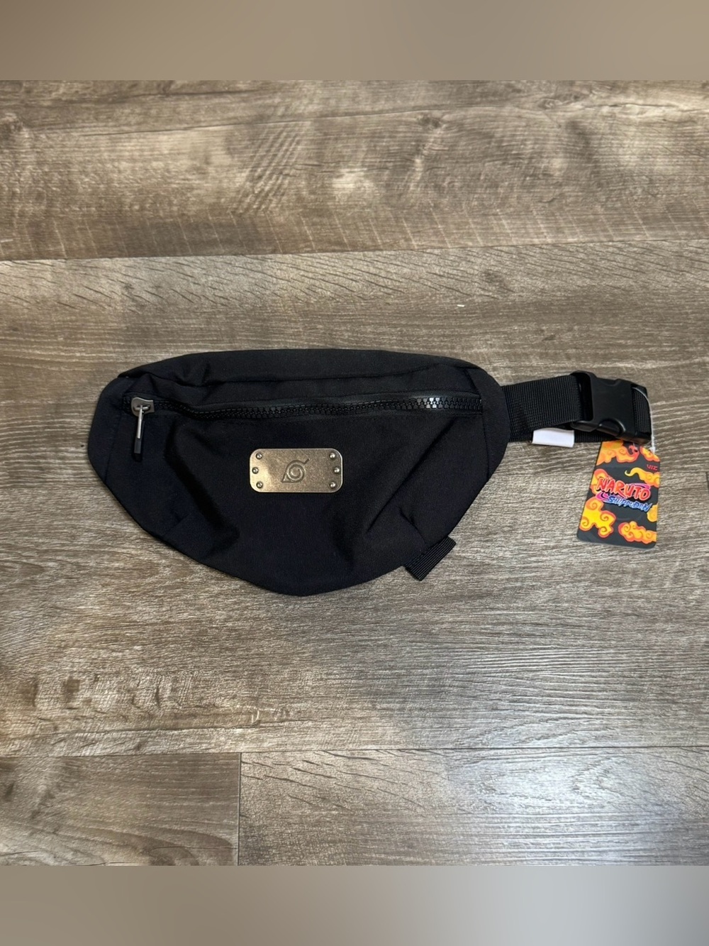 Naruto Konoha Leaf Village Black Fanny Pack Waist Bag Nwt